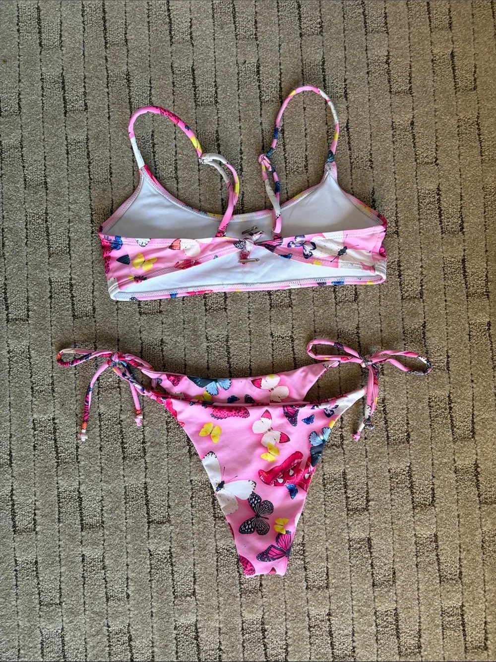 Pink Butterfly Print Bikini Set SHEIN